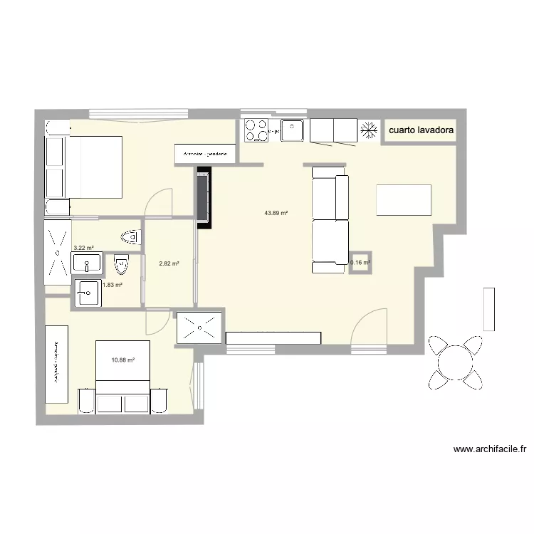 claudio Coello habitaciones y cocina1. Floor plan with 