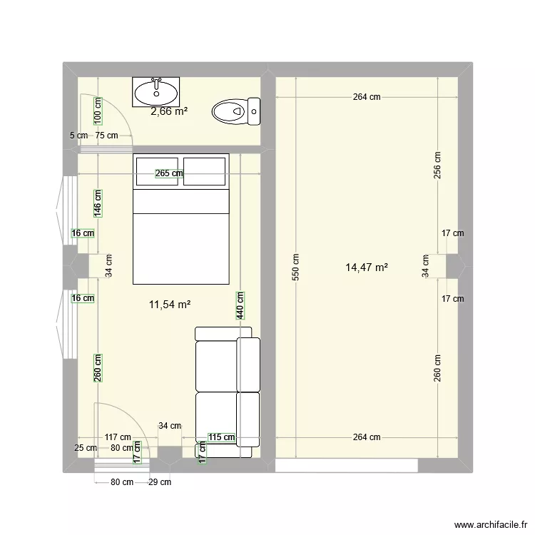 Quarto hospedes - Escoural 3. Floor plan with 