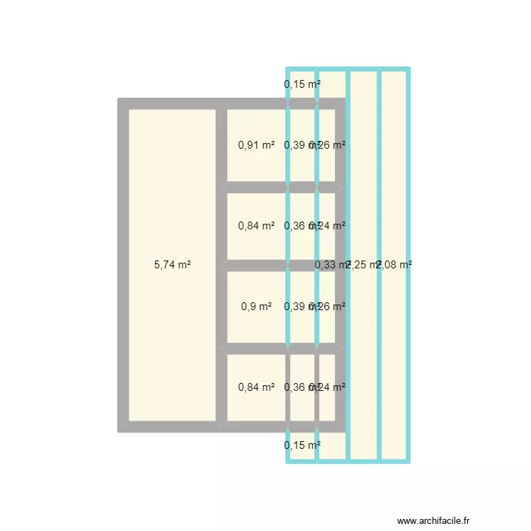 latrine 4 cabines2. Floor plan with 