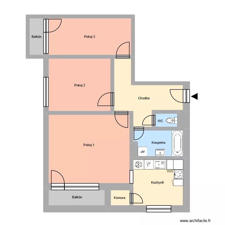 Sokolsk&aacute; tř&iacute;da 2783, byt 12. Floor plan with 16  and 197 m²