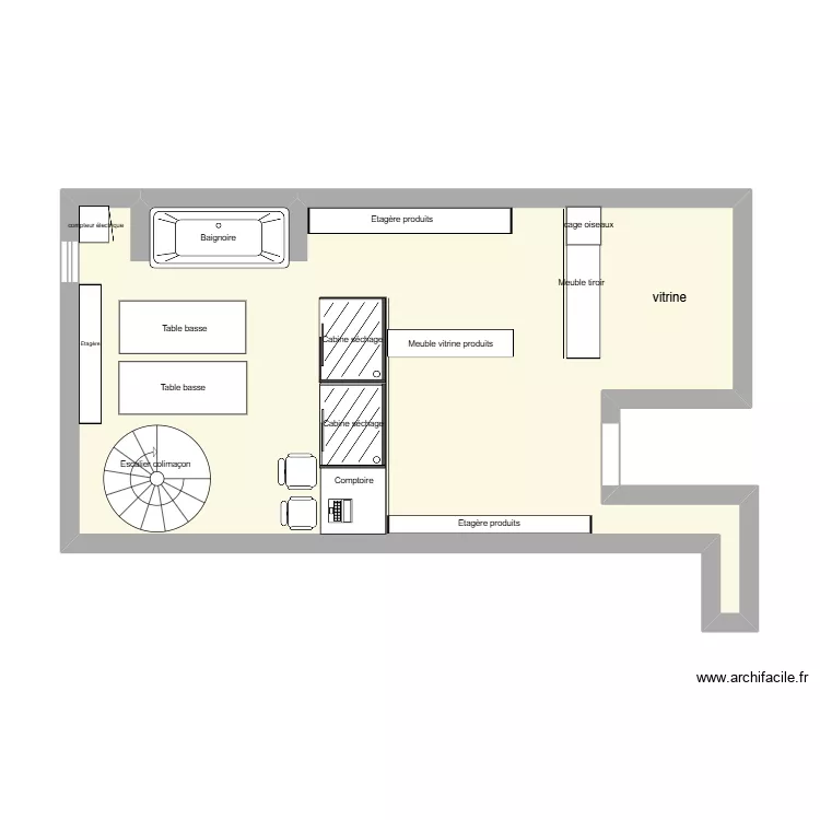 Plan salon. Floor plan with 1  and 41 m²