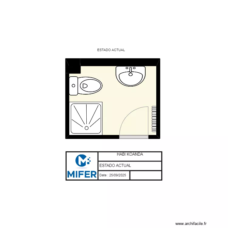 HABI KOANDA ( BA&Ntilde;O) ESTADO ACTUAL. Floor plan with 