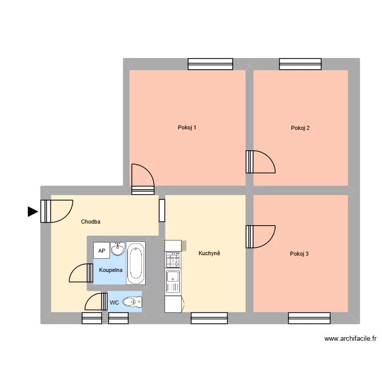 Svornosti 161, byt 8. Floor plan with 12  and 195 m²