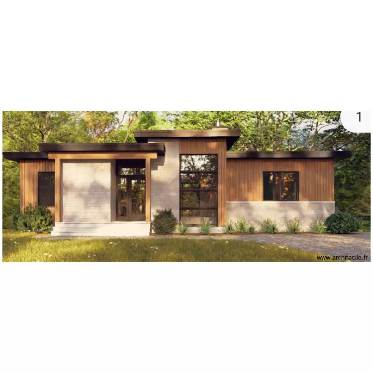 Facade. Floor plan with 