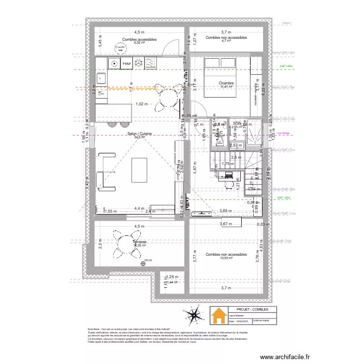 Viuz- Combles - Projet v2. Floor plan with 
