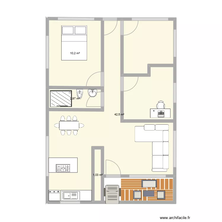 casa propia. Floor plan with 4  and 57 m²