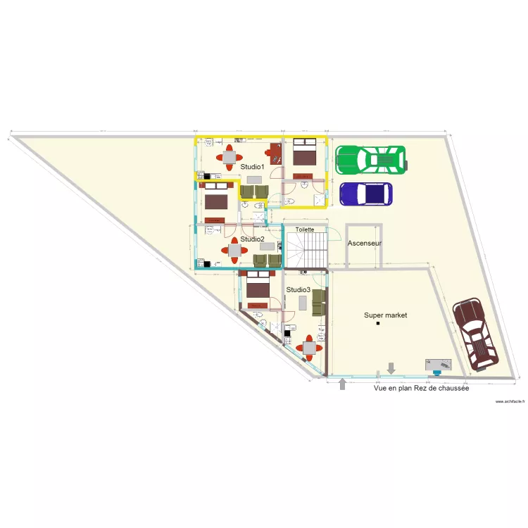 Charles appartments rez de chauss&eacute;e. Floor plan with 