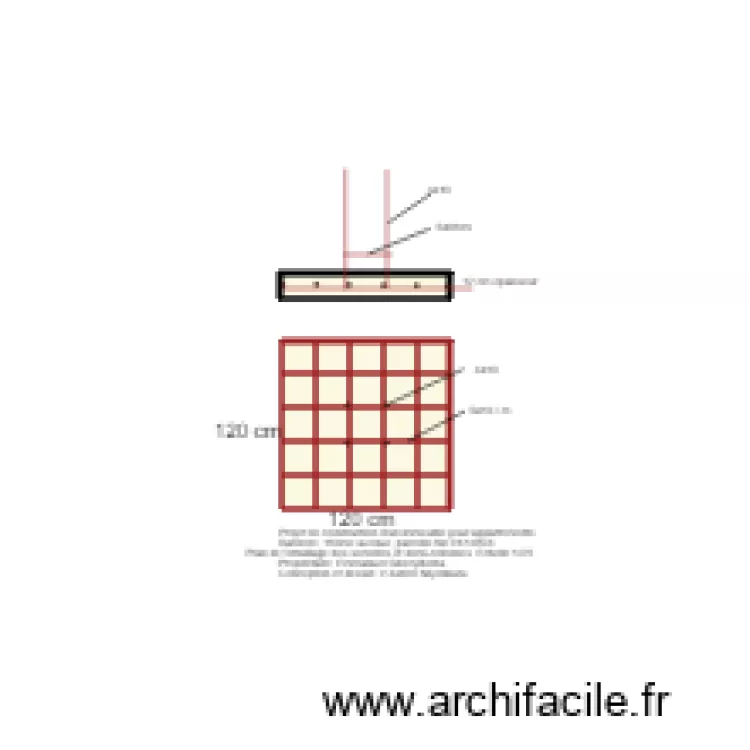 musalac faraillage semelles et demi-colonnes. Floor plan with 
