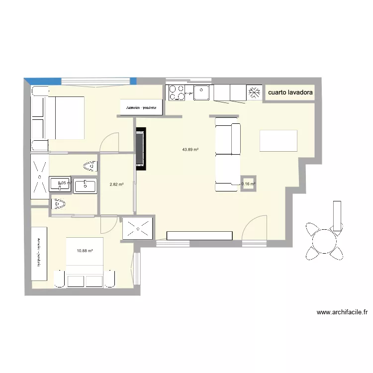 claudio Coello habitaciones y cocina. Floor plan with 