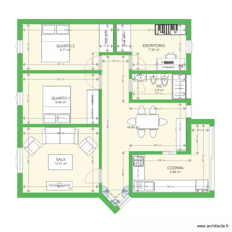 Tom&aacute;s Alcaide 48 com medidas. Floor plan with 