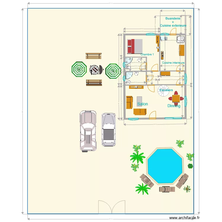 kayiranga dimensions rez de chaussee. Floor plan with 