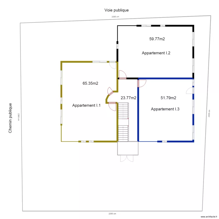 appartements INSS superficie des appartements. Floor plan with 