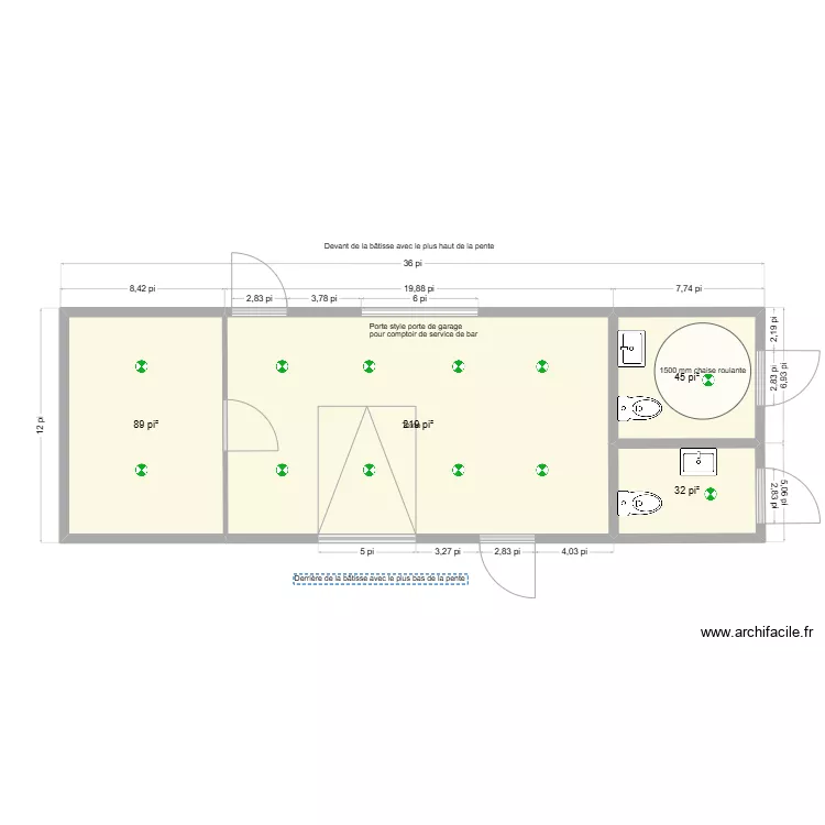 Abri terrain baseball. Floor plan with 