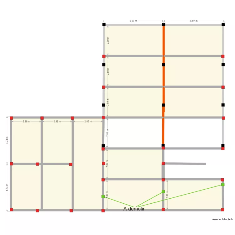 emplacement colonnes. Floor plan with 
