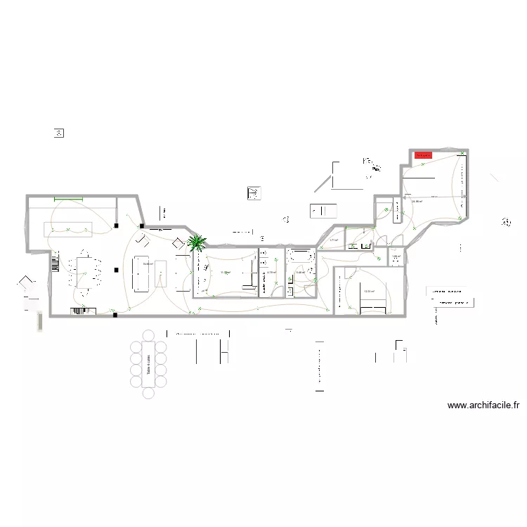 ferraz 54 cama principal invertida luces techo. Floor plan with 