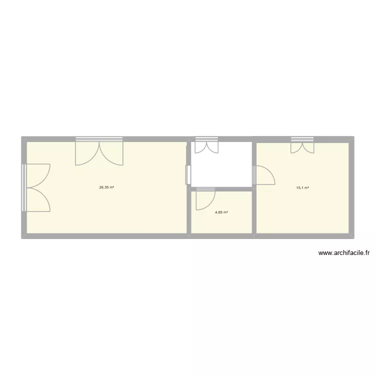 Fanadia project. Floor plan with 3  and 46 m²