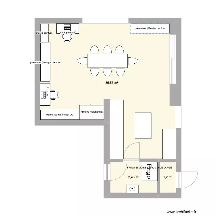 cuisine/salle &agrave; manger. Floor plan with 