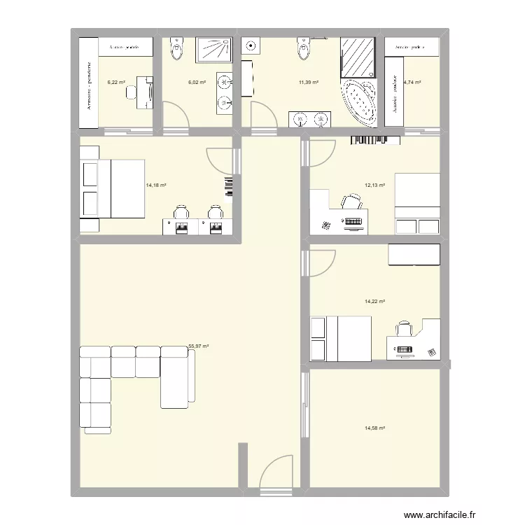 casita. Floor plan with 9  and 139 m²