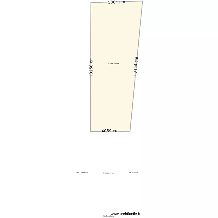 parcelle Rweza2. Floor plan with 1  and 6227 m²