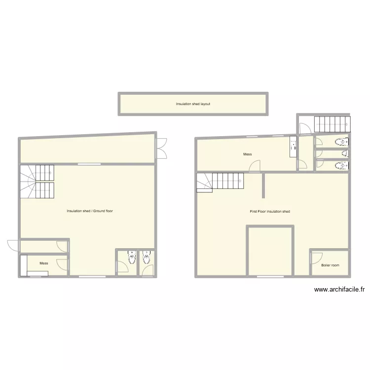 Insulation shed Hadfield. Floor plan with 