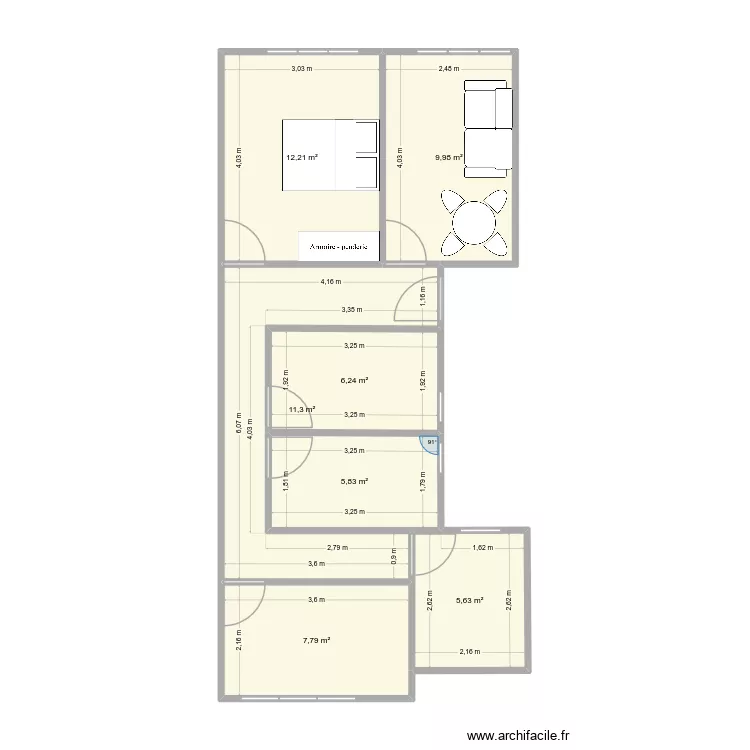vivienda miguel2. Floor plan with 7  and 59 m²