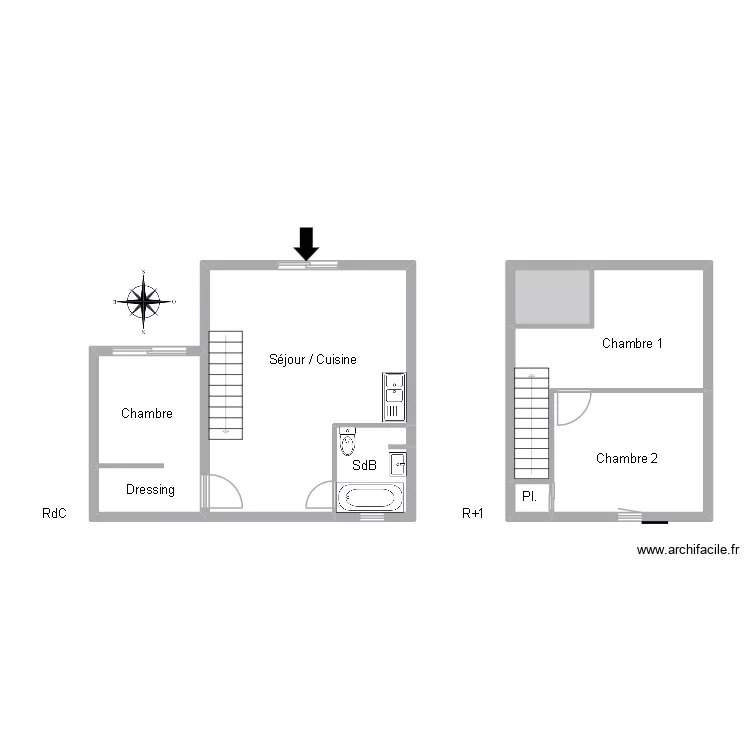 PERRIN. Floor plan with 7  and 63 m²