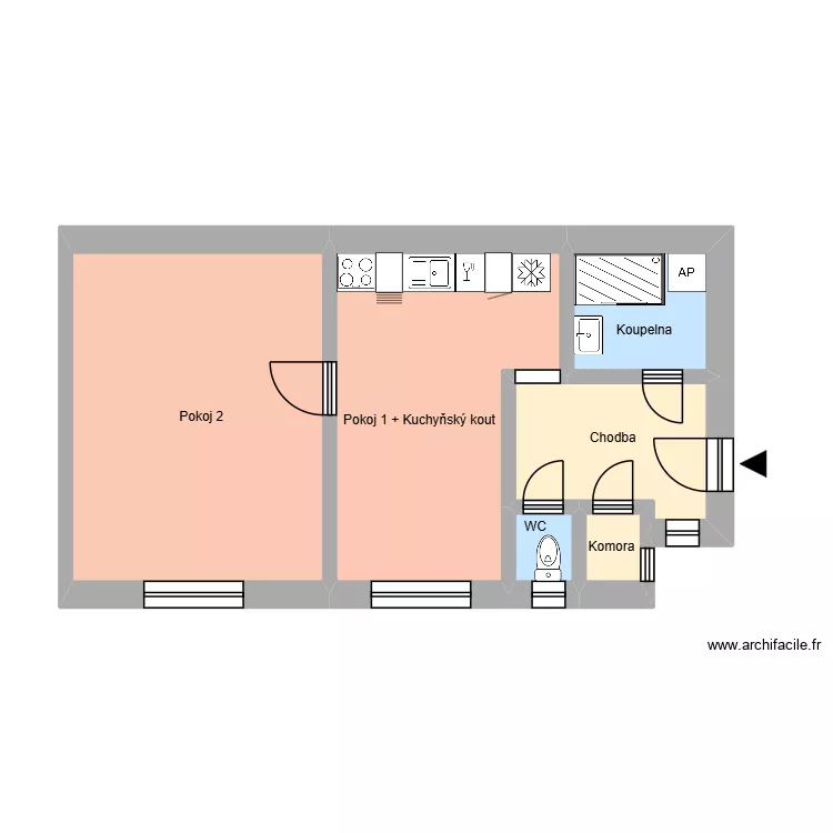 Nedbalova 2021, byt 1. Floor plan with 10  and 165 m²