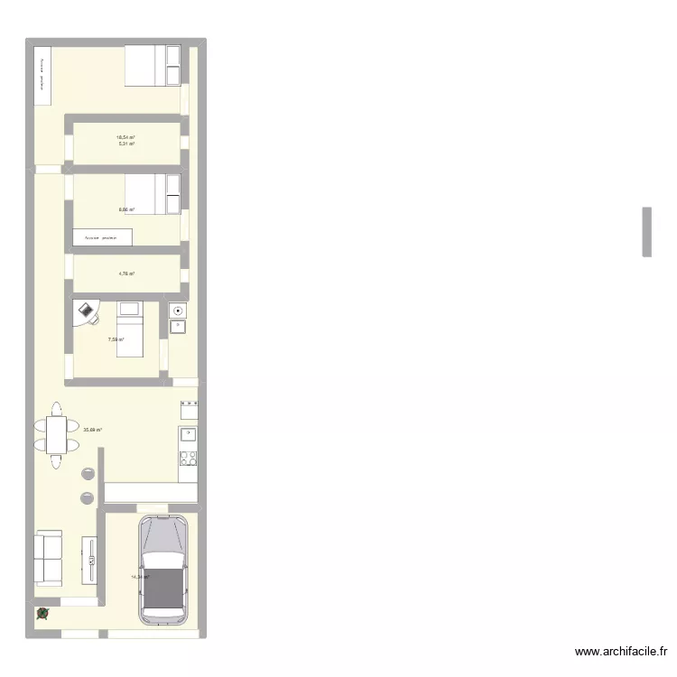 Casa. Floor plan with 7  and 95 m²