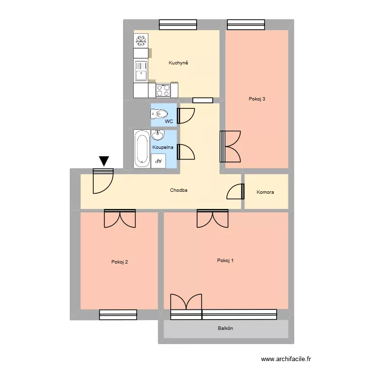 Hornick&aacute; 660, byt 1. Floor plan with 14  and 203 m²