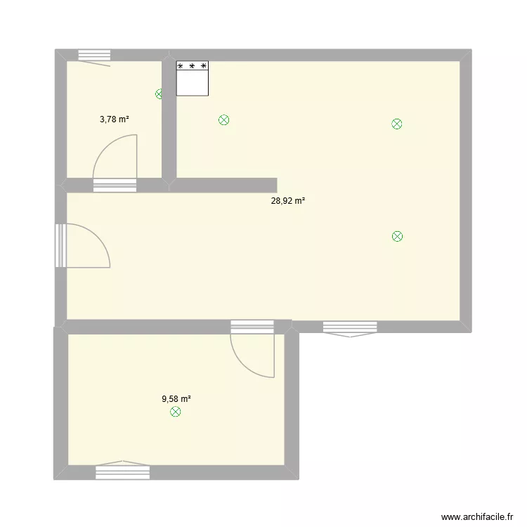 adna. Floor plan with 3  and 42 m²