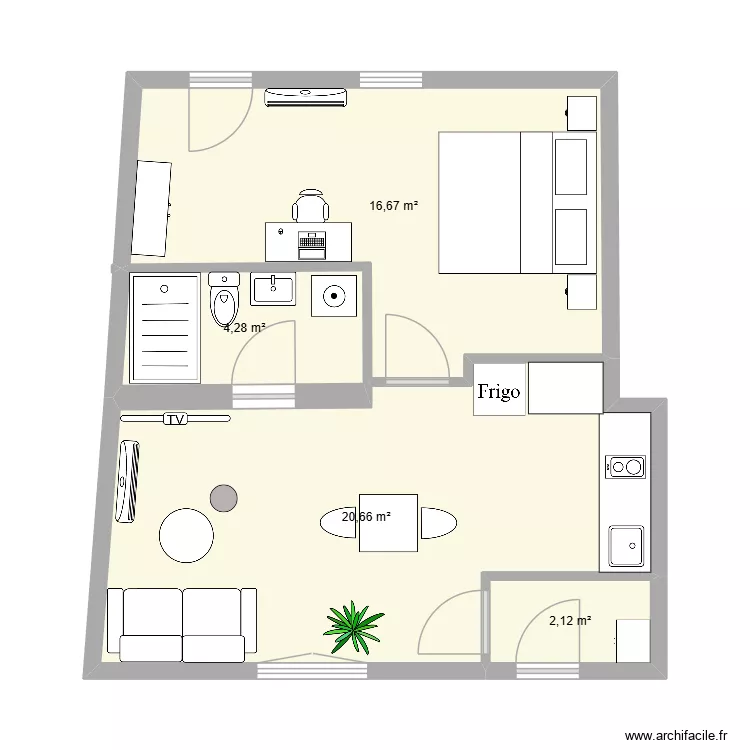 Emilio Raboso. Floor plan with 4  and 44 m²