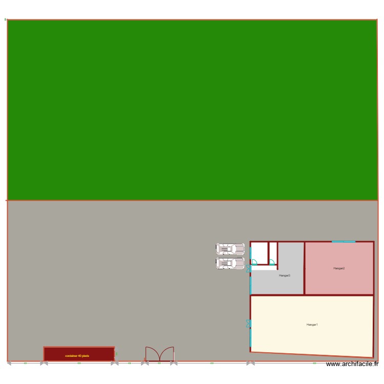 amenagement 3 premiers hangars. Floor plan with 0 room and 0 m2