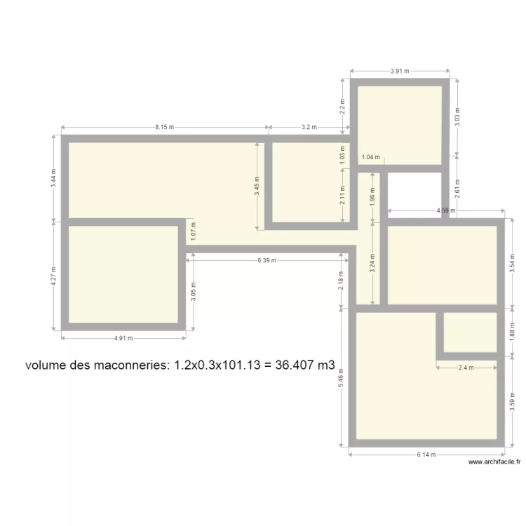 volume des maconneries de surelevement. Floor plan with 
