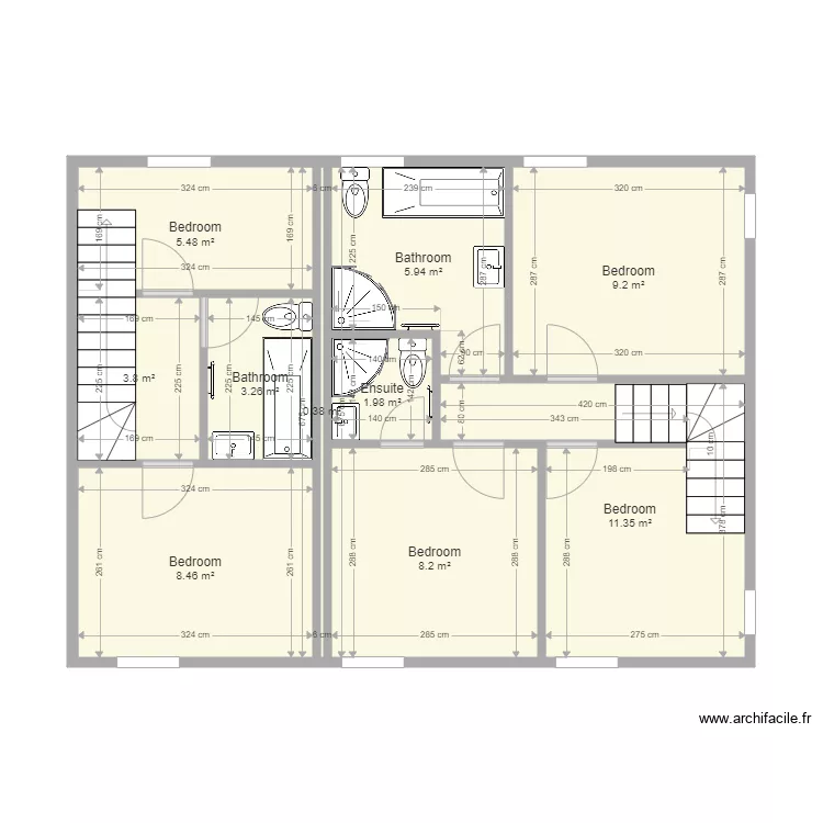 1 and 2 first floor revised larger lounge with ensuite V3 STRAIGHT STAIRS. Floor plan with 