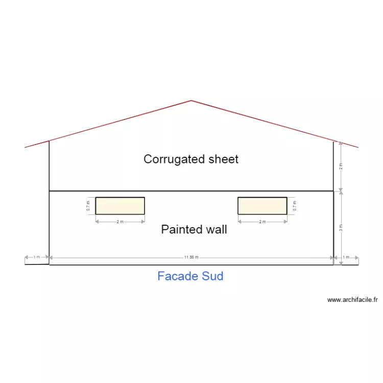 facade sud amico. Floor plan with 