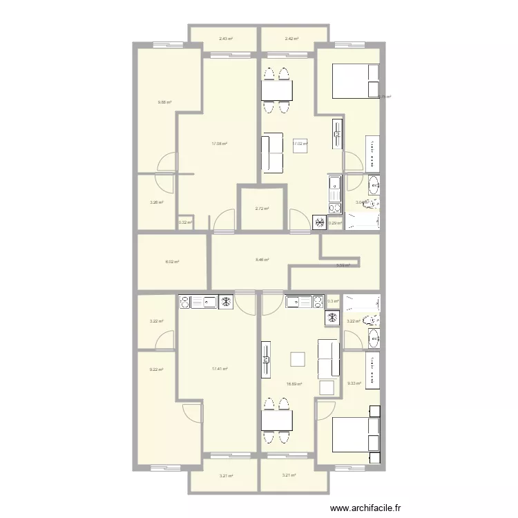 10 fachada 17 fondo pisos. Floor plan with 