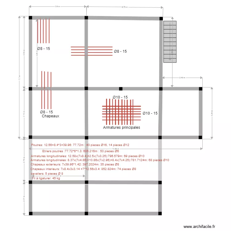 calcul ferraillage dalle. Floor plan with 