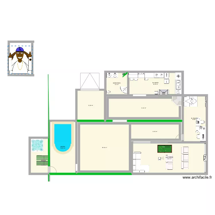 River cale house 1. Floor plan with 