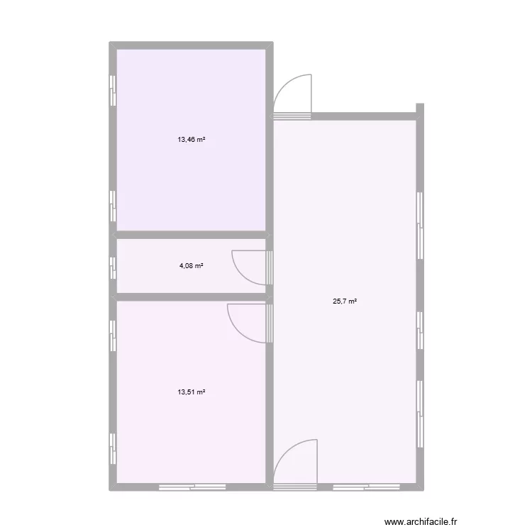 Two bedroom house. Floor plan with 4 and 57 m² Two bedroom house. Floor plan with 4 and 57 m²