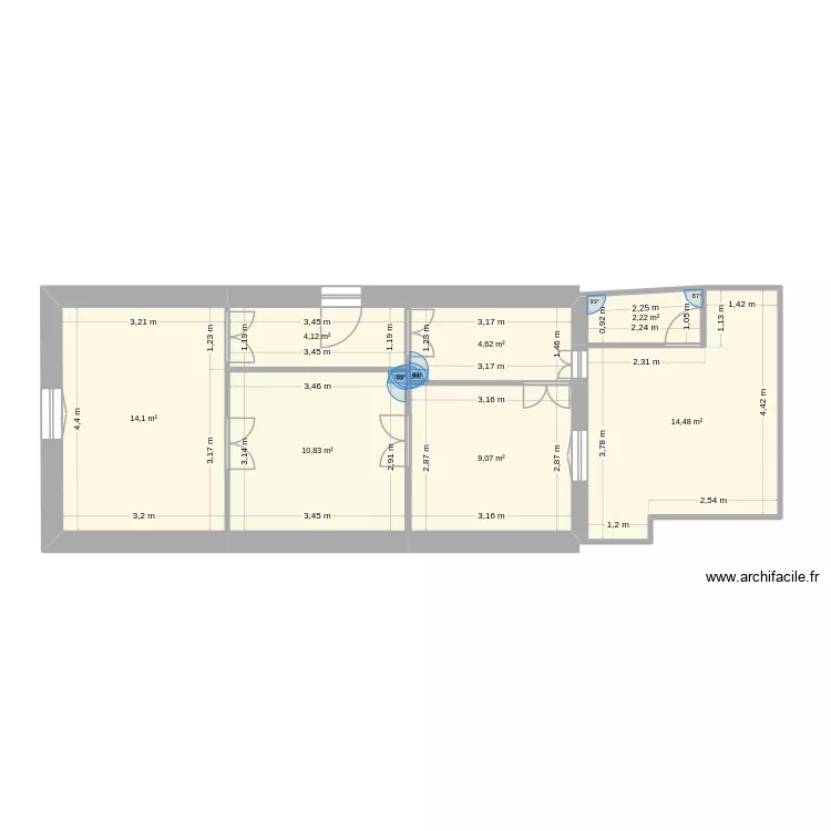 planta alta 1. Floor plan with 7  and 59 m²