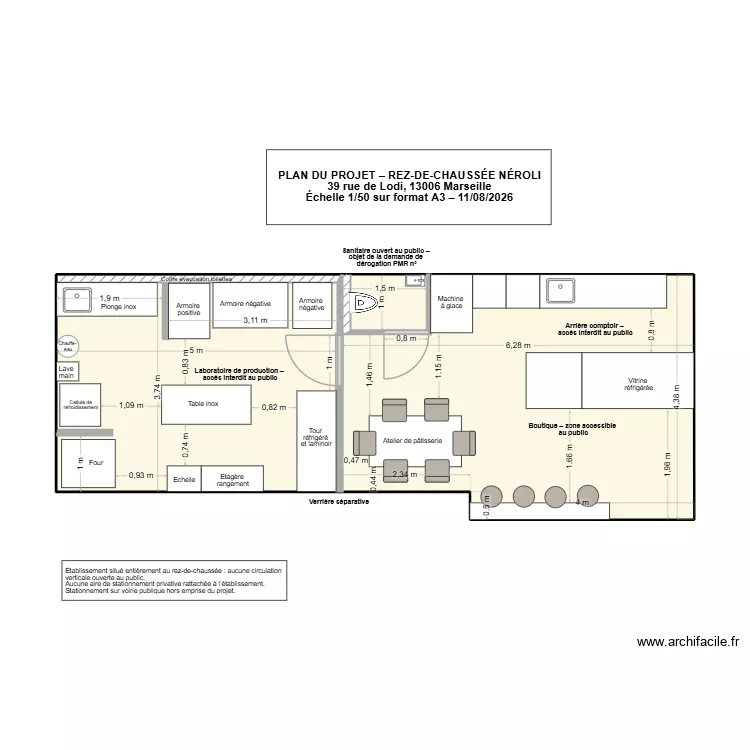 Vue dessus neroli  - neutre. Floor plan with 2 Rooms and 45 m²