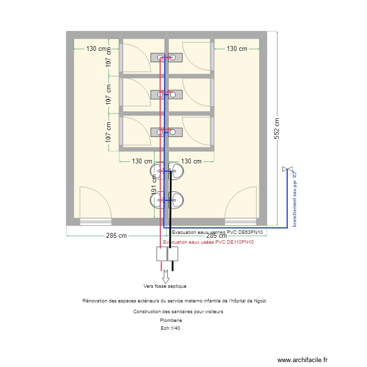 toilettes visiteurs plomberie. Floor plan with 0 room and 0 m2