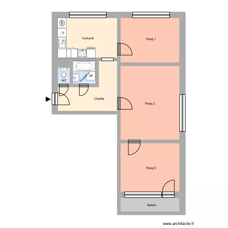 Veverkova 1515, byt 3. Floor plan with 15  and 194 m²