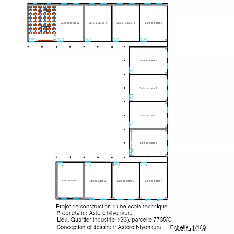 Vue en plan ecole . Floor plan with 