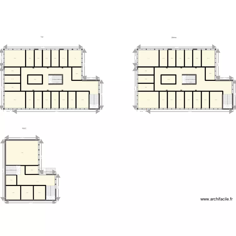 Projet de r&eacute;habilitations bureaux v&eacute;nisieux 02. Floor plan with 