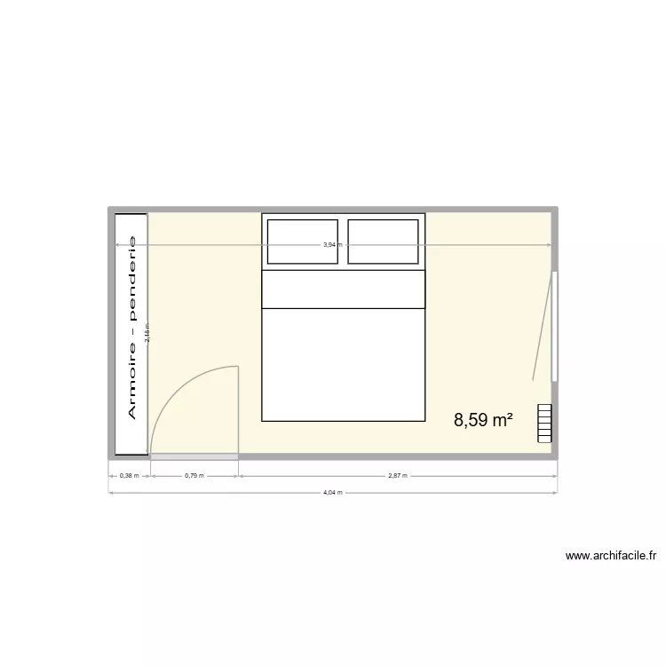 Hab 1 Raquel. Floor plan with 1  and 9 m²