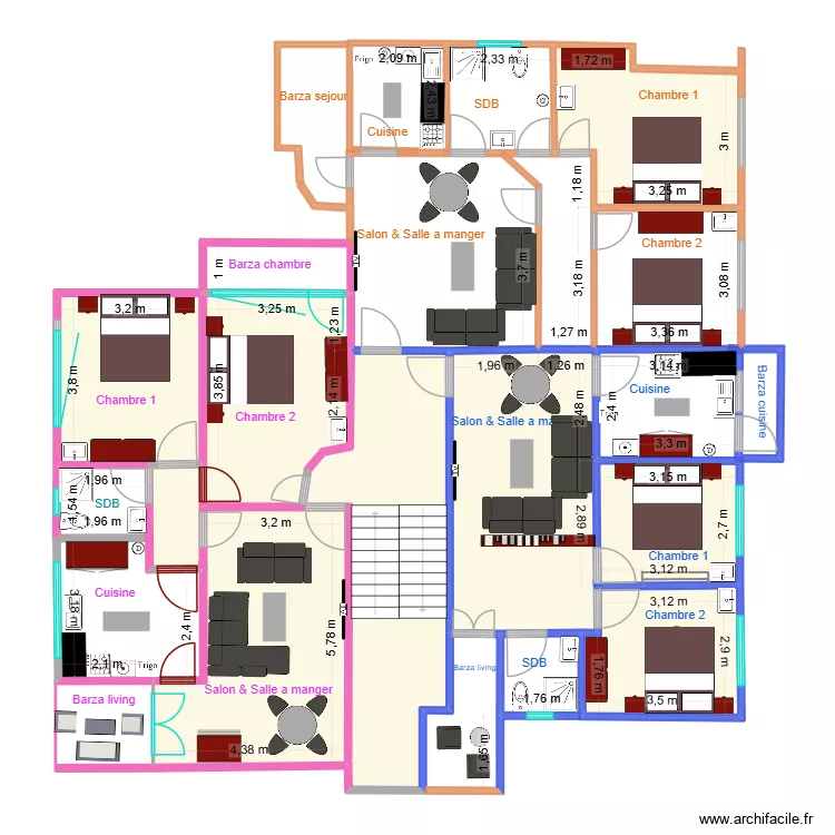 Appartement IIbis2. Floor plan with 8  and 122 m²
