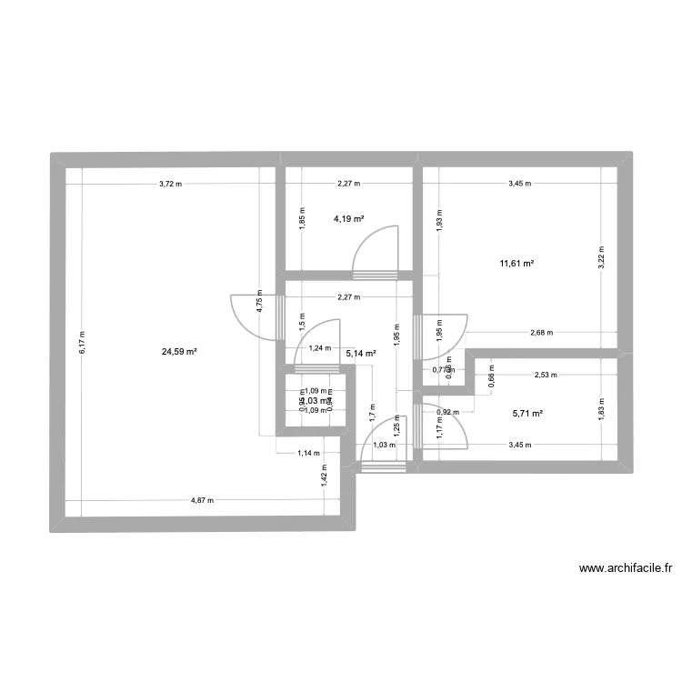 Beith Flat After. Floor plan with 6  and 52 m²