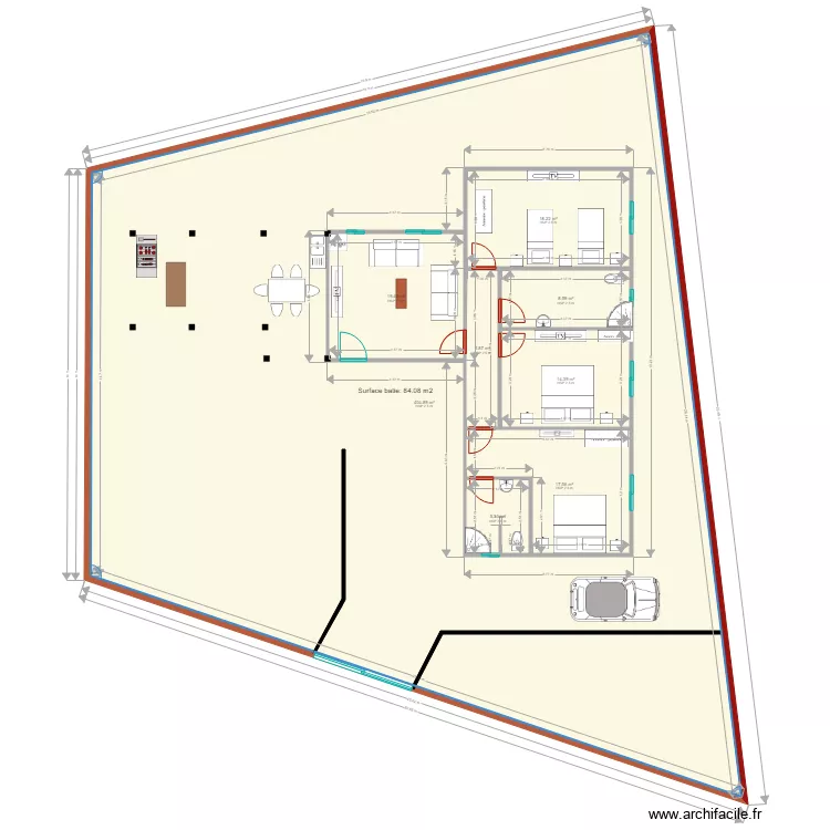 je commence. Floor plan with 