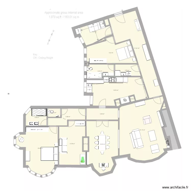 FitzJames 24bis. Floor plan with FitzJames 24bis. Floor plan with